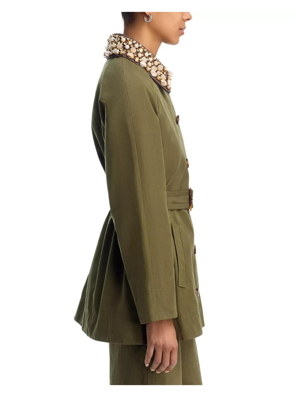 NEW, Veronica Beard Langham Waxed Belted Dickey Coat in Army Sz S #SJ2331 - Picture 5 of 12